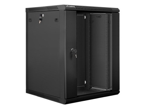 Lanberg :: Rack Cabinet 19? Wall-Mount 15U/600X600 (flat-pack) V2 Black, Glass door