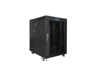 SZAFA INSTALACYJNA RACK STOJĄCA 19" 15U 800X1000 CZARNA DRZWI SZKLANE LCD LANBERG (FLAT PACK) V2