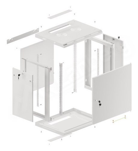 SZAFA INSTALACYJNA RACK WISZĄCA 19" 12U 600X450 SZARA DRZWI METALOWE LANBERG (FLAT PACK)