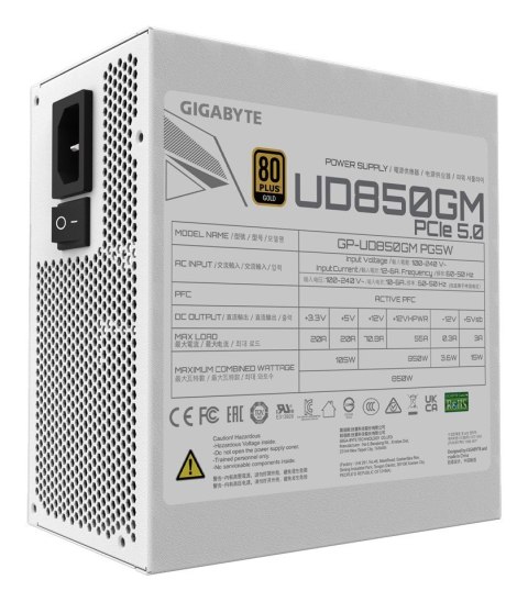 Zasilacz Gigabyte UD850GM PG5W 850W 80+ Gold White