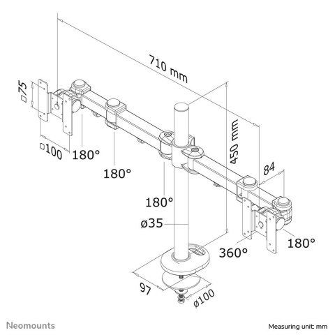 Neomounts FPMA-D960DG uchwyt / stojak do monitorów 68,6 cm (27") Biurko Czarny