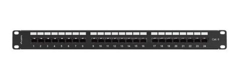 Patch Panel 24 port 1U 19" Kat.6 UTP z organizerem kablowym czarny Lanberg