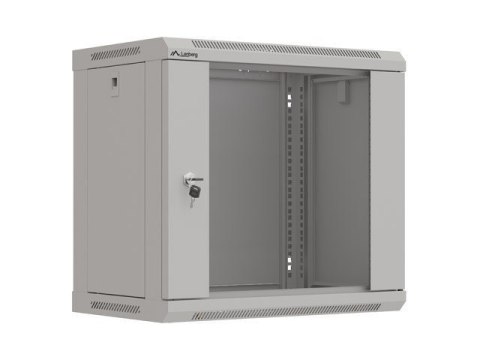 Szafa instalacyjna rack wisząca 19" 9U 540x350 szara drzwi przeszklone LANBERG (FLAT PACK)