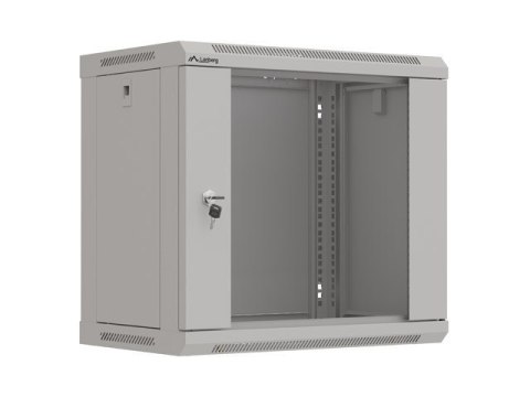 Szafa instalacyjna rack wisząca 19" 9U 540x350 szara drzwi przeszklone LANBERG (FLAT PACK)