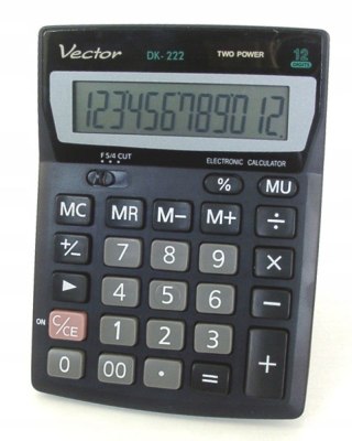 Vector Kalkulator biurowy KAV DK-222, 12-cyfrowy, 103x137mm, czarny