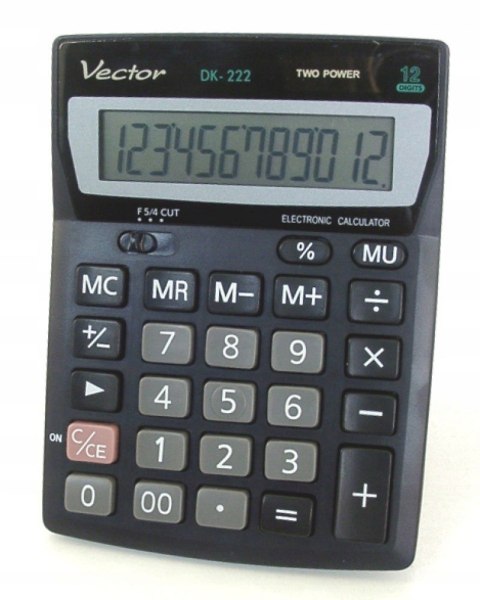Vector Kalkulator biurowy KAV DK-222, 12-cyfrowy, 103x137mm, czarny