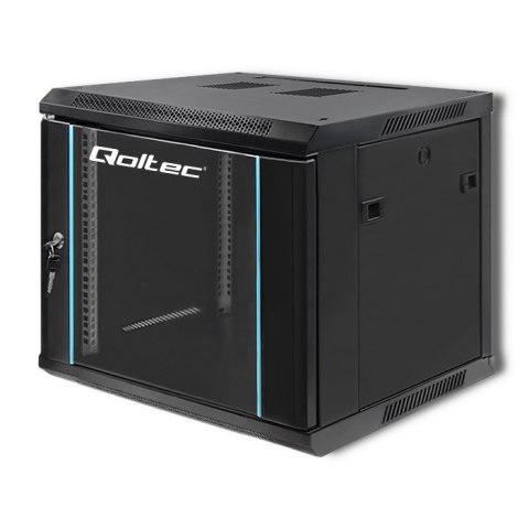 Qoltec Szafa RACK 19" | 9U | 600 x 500 x 600 | Czarna | Wisząca