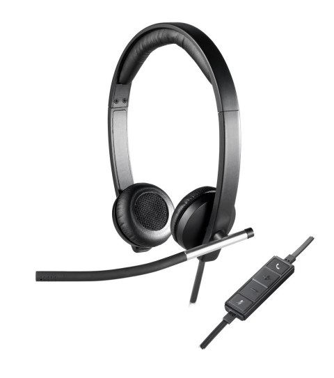 Logitech H650e Zestaw słuchawkowy Przewodowa Opaska na głowę Biuro/centrum telefoniczne USB Typu-A Czarny, Srebrny