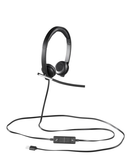 Logitech H650e Zestaw słuchawkowy Przewodowa Opaska na głowę Biuro/centrum telefoniczne USB Typu-A Czarny, Srebrny