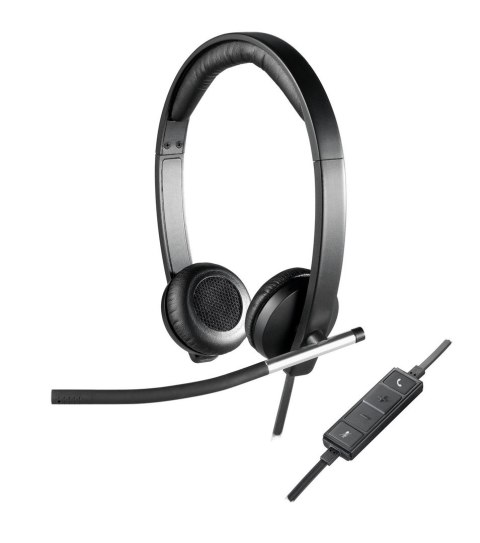 Logitech H650e Zestaw słuchawkowy Przewodowa Opaska na głowę Biuro/centrum telefoniczne USB Typu-A Czarny, Srebrny