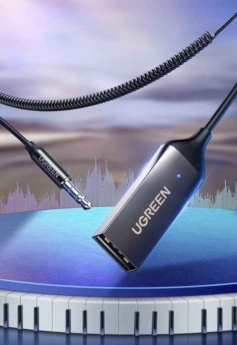 Ugreen Odbiornik dźwięku adapter audio Bluetooth 5.3 USB-3,5 mm mini jack (czarny)