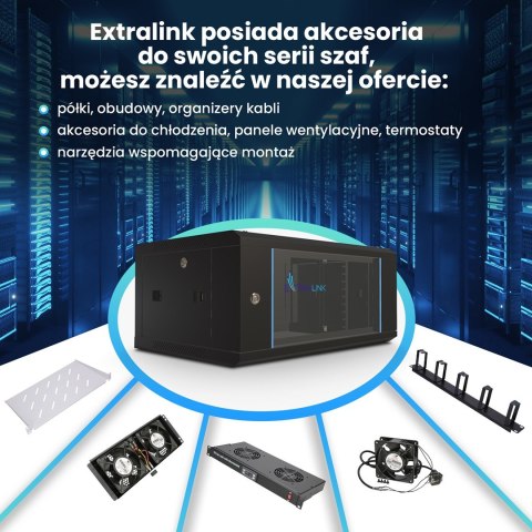 Extralink 4U 600x450 Czarna | Szafa rack | montowana na ścianie