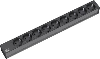 Bachmann 19"-Steckdosenleiste ALU 1HE, 9-fach 35?, schwarz, 2,0m, ohne Schalter