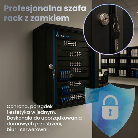 Extralink 15U 600x450 Czarna | Szafa rack | montowana na ścianie