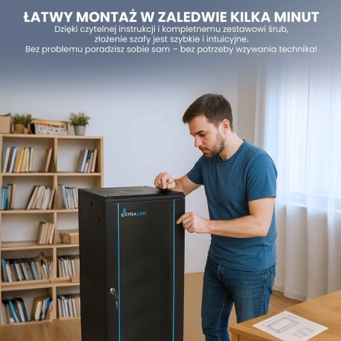 Extralink 15U 600x450 Czarna | Szafa rack | montowana na ścianie