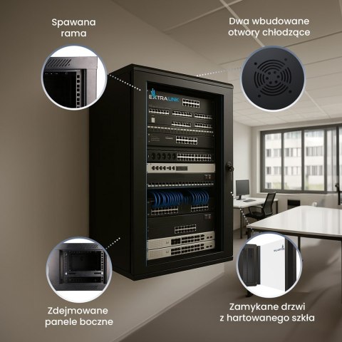 Extralink 15U 600x450 Czarna | Szafa rack | montowana na ścianie