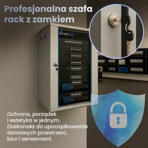 Extralink 15U 600x600 Szara | Szafa rack | montowana na ścianie