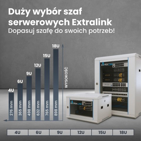Extralink 15U 600x600 Szara | Szafa rack | montowana na ścianie