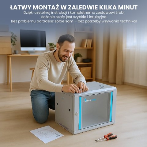 Extralink 6U 600x450 Szara | Szafa rack | montowana na ścianie