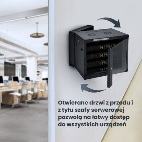Extralink - szafka wisząca 19" 12U 600x600 AZH Czarna
