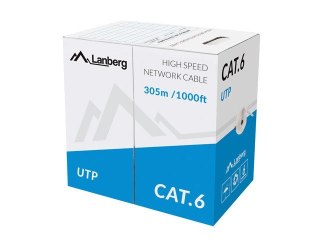 LANBERG KABEL UTP KAT.6 305M DRUT CU SZARY