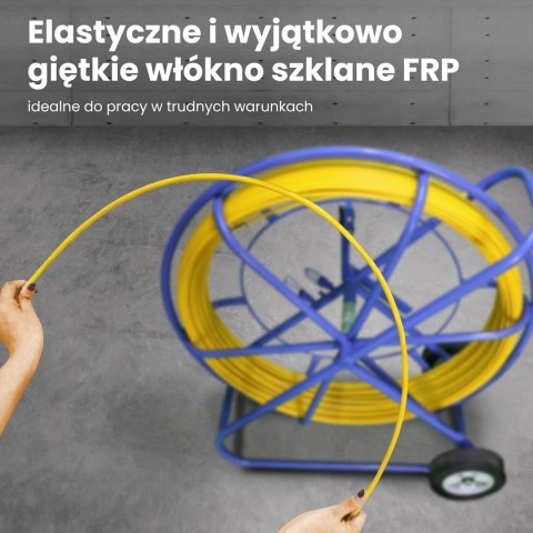 WŁÓKNO SZKLANE DO PRZECIĄGANIA KABLI 9mm / 100m (PILOT / STALKA) PE + STOJAK