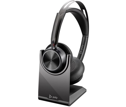 POLY Zestaw słuchawkowy Voyager Focus 2 USB-C-C + przejściówka USB-C/A Adapter + podstawka ładująca