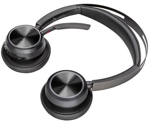 POLY Zestaw słuchawkowy Voyager Focus 2 USB-C-C + przejściówka USB-C/A Adapter + podstawka ładująca