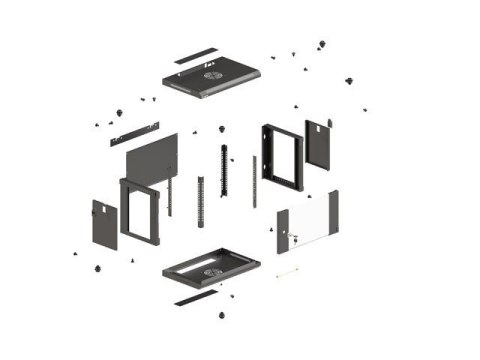 Szafa instalacyjna rack wisząca 19" 9U 540x350 czarna drzwi przeszklone Lanberg (FLAT PACK)