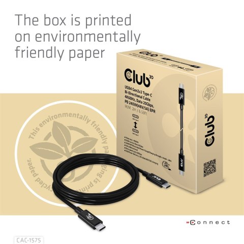 CLUB3D CAC-1575 kabel USB USB4 Gen 2x2 2 m USB C Czarny