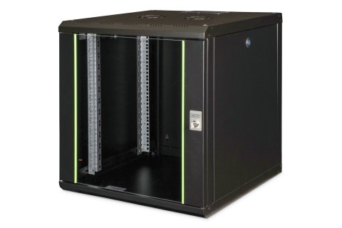 Digitus Szafa sieciowa wisząca Unique 19" 12U rack 600x600, drzwi szyba, czarny, niedzielona, złożona, 100kg