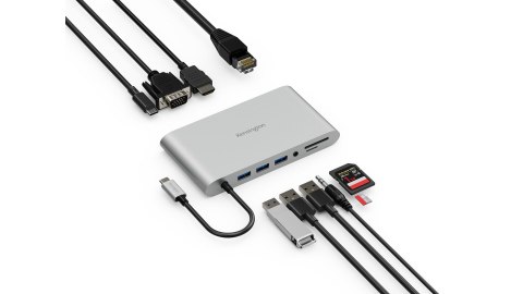 Kensington Przenośna stacja dokująca UH1440P, USB-C, 5 Gb/s, podwójne wideo, nie wymaga sterowników, zasilanie