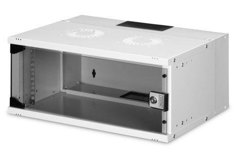 Szafa sieciowa wisząca 19" 4U, SOHO PRO 240 x 540 x 400 mm, drzwi szyba, szary, niezłożona, 60kg