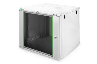 Szafa sieciowa wisząca DYNAmic 19" 9U rack 600x600, drzwi szyba, szary, niedzielona, złożona, 60kg