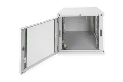 Szafa sieciowa wisząca DYNAmic 19" 9U rack 600x600, drzwi szyba, szary, niedzielona, złożona, 60kg