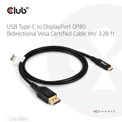 Kabel USB-C to DP 1M/M/M CAC-1559 Club3D