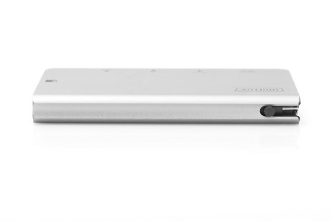 Stacja dokująca podróżna USB Typ C, 6 portów 4K, HDMI, VGA, USB, RJ45, microSD, SD/MMC, srebrna