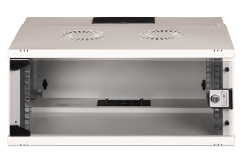 Szafa sieciowa wisząca 19" 4U, SOHO PRO 240 x 540 x 400 mm, drzwi szyba, szary, niezłożona, 60kg
