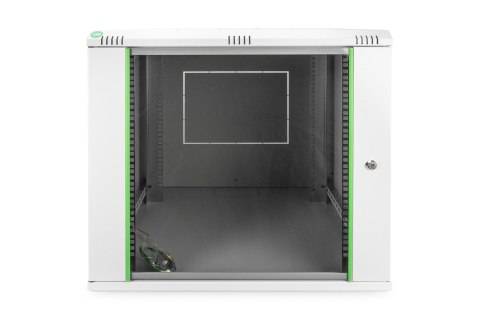 Szafa sieciowa wisząca DYNAmic 19" 12U rack 600x600, drzwi szyba, szary, niedzielona, złożona, 60kg