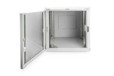 Szafa sieciowa wisząca DYNAmic 19" 12U rack 600x600, drzwi szyba, szary, niedzielona, złożona, 60kg