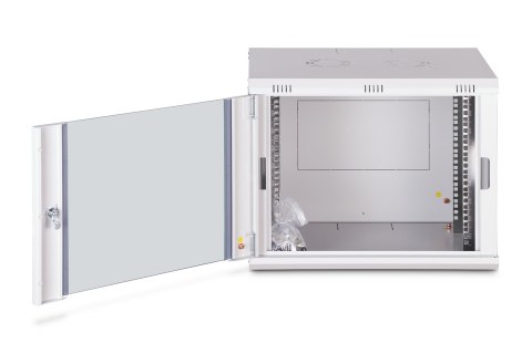 Szafa sieciowa wisząca DYNAmic 19" 9U rack 600x450, drzwi szyba, szary, niedzielona, złożona, 60kg