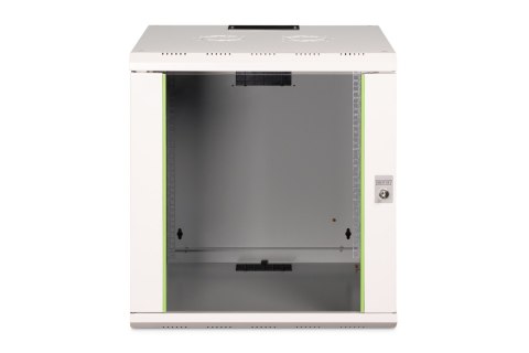 Szafa sieciowa wisząca Unique 19" 12U rack 600x600, drzwi szyba, szary, niedzielona, złożona, 100kg