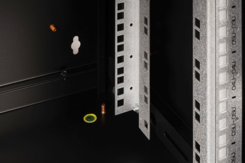 Szafa sieciowa wisząca Unique 19" 7U rack 600x450,drzwi szyba, czarny, niedzielona, złożona, 100kg