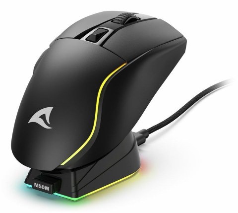 Mysz optyczna RGB Skiller SGM50W czarna + stacja