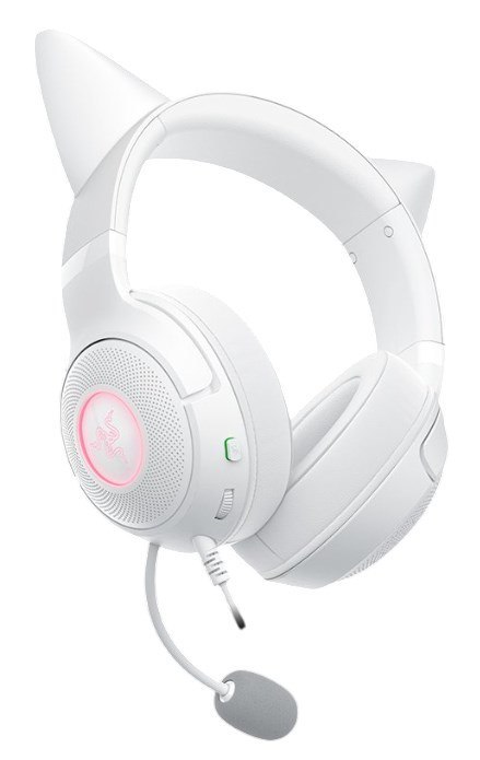 Zestaw słuchawkowy Razer Kraken Kitty V2 przewodowe nauszne z mikrofonem i redukcją szumów biały