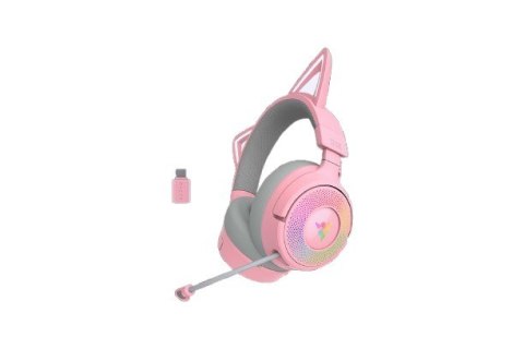 Zestaw słuchawkowy Razer Kraken Kitty V3 Pro Sieć bezprzewodowa/przewodowa Nauszne Bezprzewodowy Kwarc