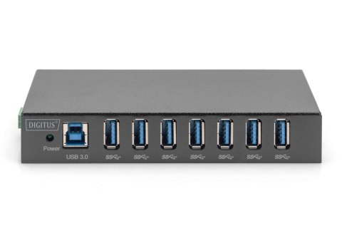 Hub/Koncentrator przemysłowy 7-portowy USB 3.0 SuperSpeed aktywny metalowa konstrukcja szyna DIN