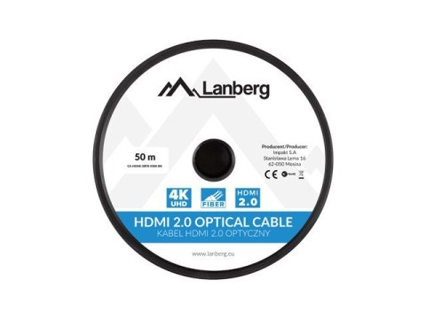 Lanberg CA-HDMI-20FB-0500-BK optyczny kabel HDMI M/M 50m v2.0 4K AOC