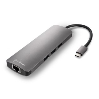 Sharkoon USB 3.0 Type C Combo adapter HDMI, RJ-45, USB 3.2 Gen 1 (3.1 Gen 1)