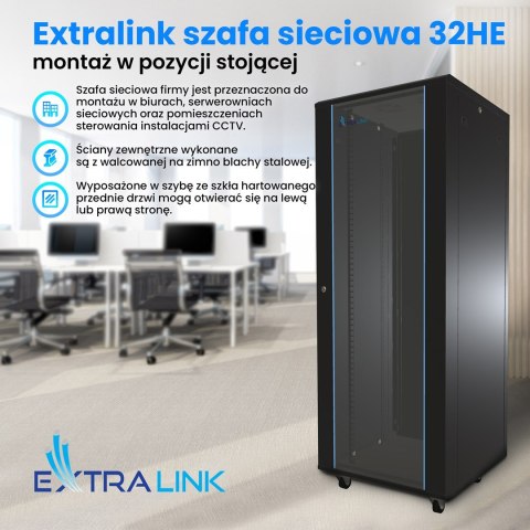 Extralink 32U 600x1000 Czarna | Szafa rack | stojąca